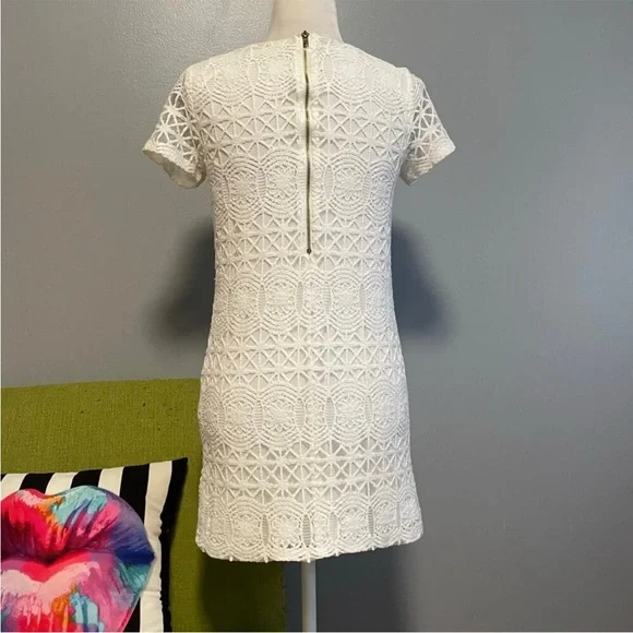Lulus White Lace Overlay Short Sleeve Mini Cocktail Dress - Picture 5 of 5